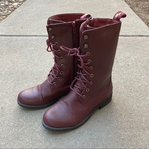 Burgundy combat boots- size 7.5